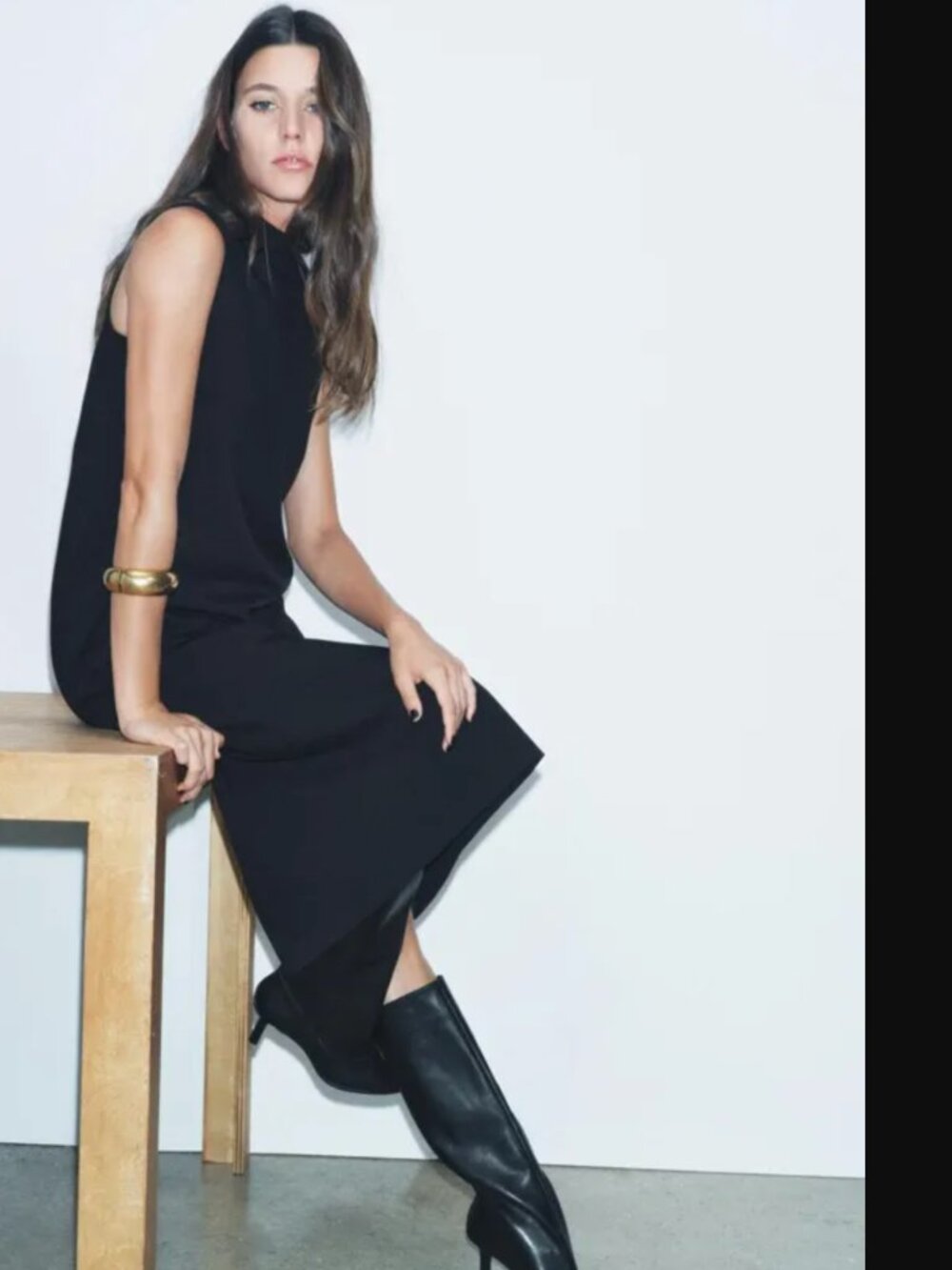 ZARA ZW Collection Women Black Midi Dress Size S NWT 89$